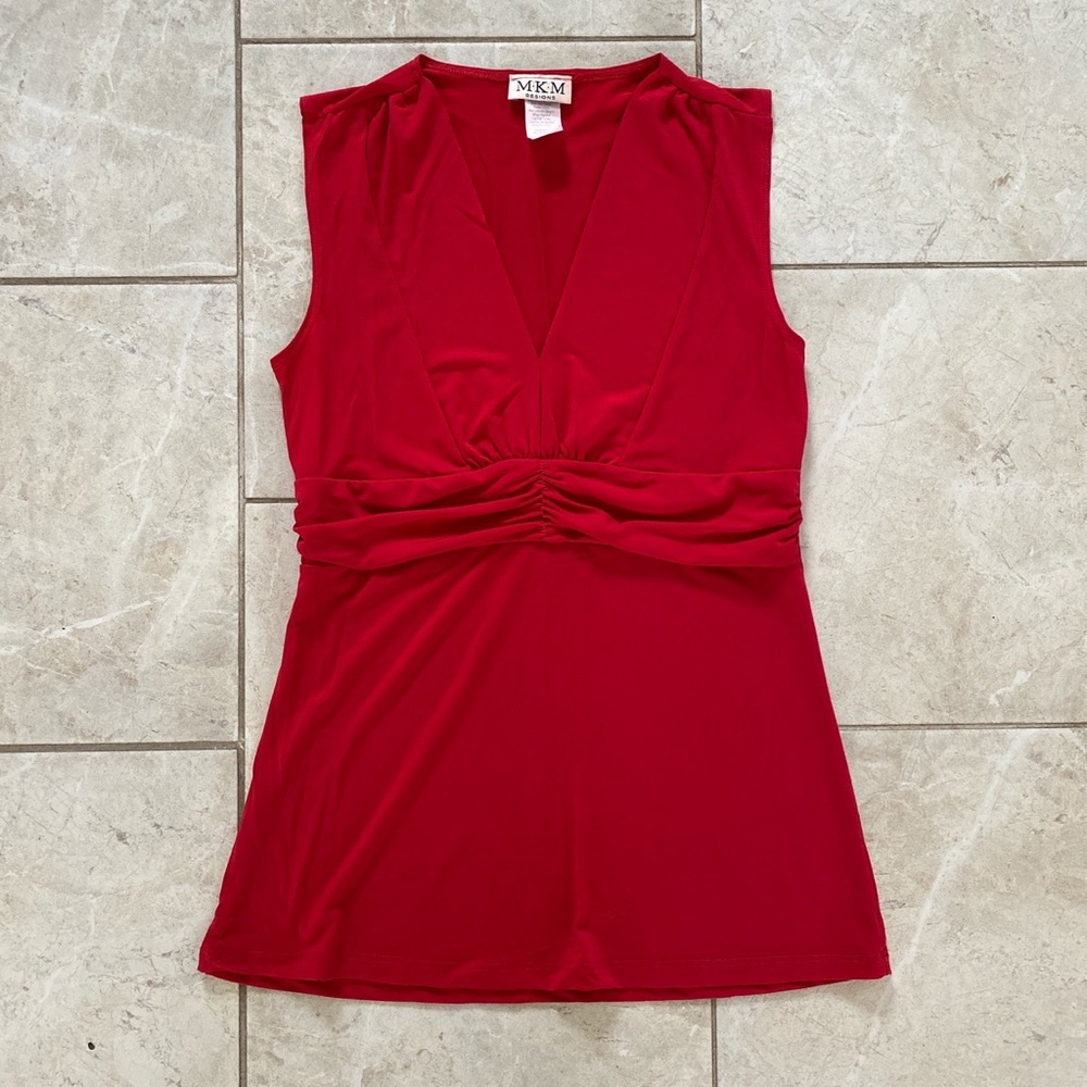 MKM Designs Red 80’s Wrap Tank Top